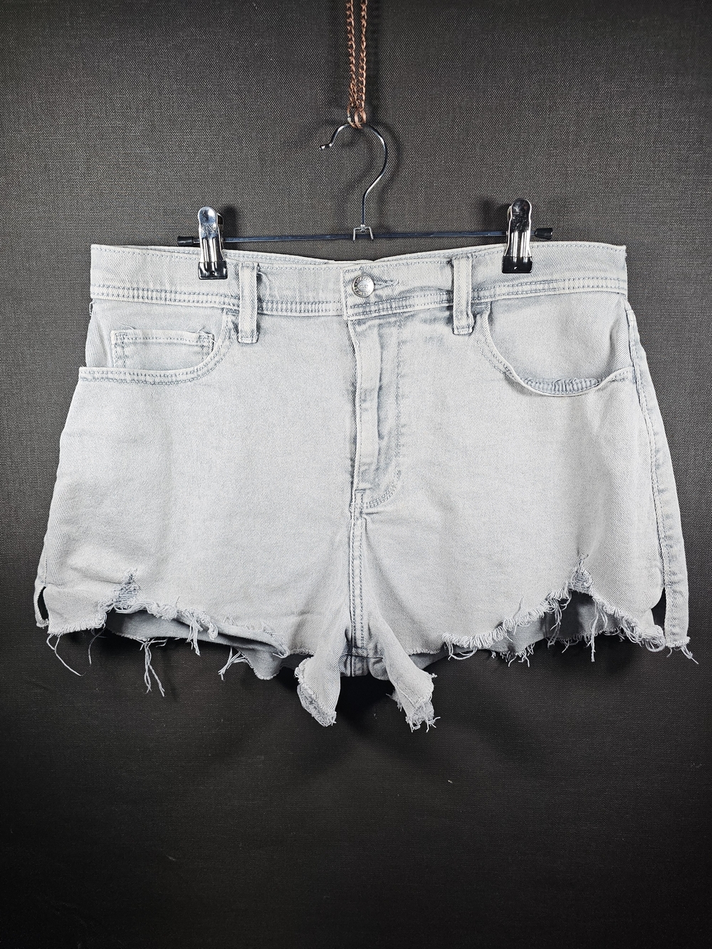 Hollister Light Gray Frayed Denim Shorts